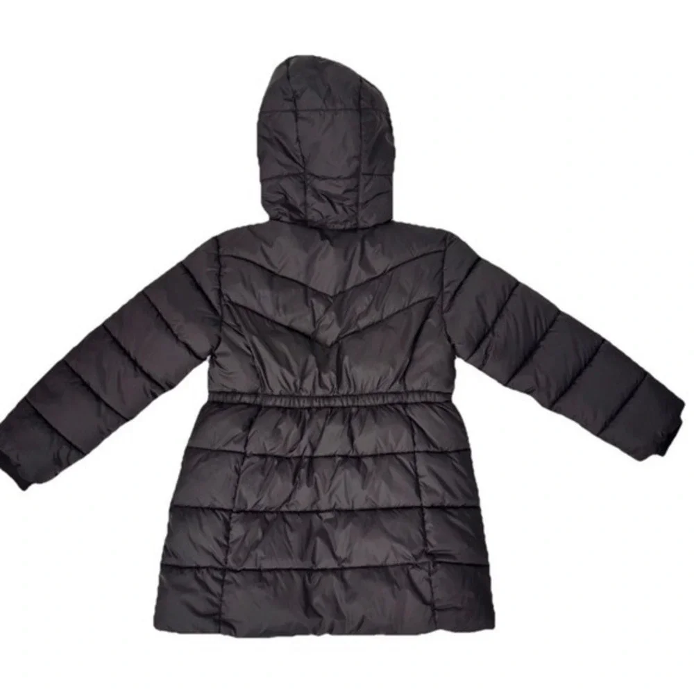 Mackenzie Reed Puffer Jacket Girls SZ 8Y Black Faux Fur Lined Hooded Winter Coat - Picture 3 of 10